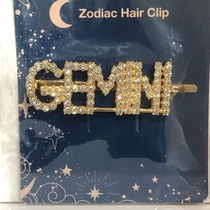 Gold plated gemini zodiac horoscope astrology crystal bling hair clip‎ jewelry